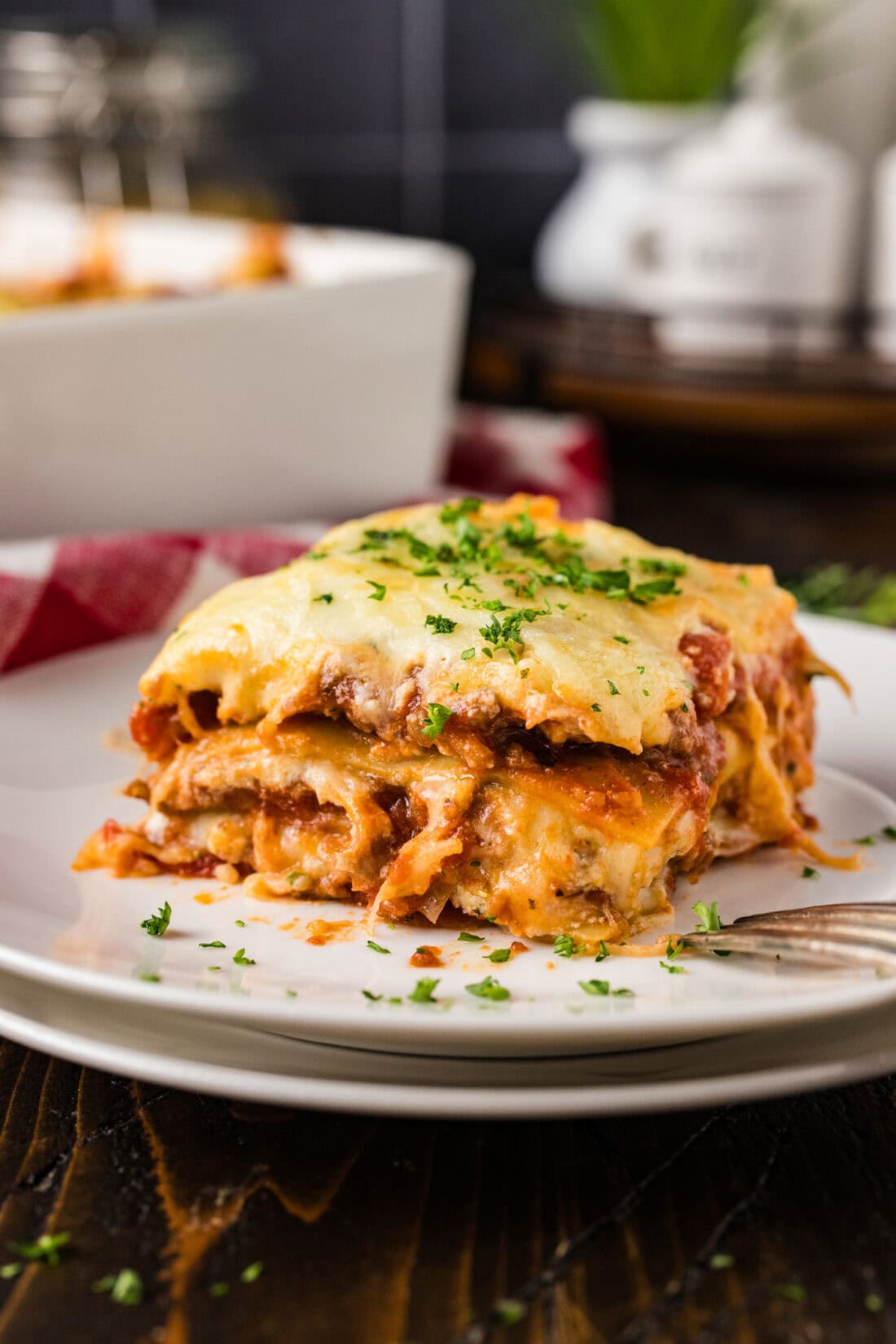 Slice of Italian Lasagna on a plate