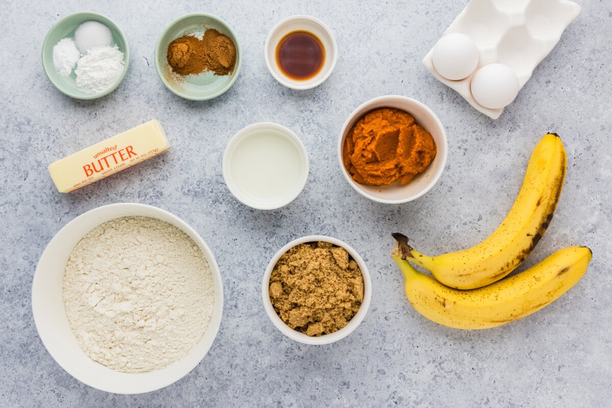 Ingredients for Pumpkin Banana Muffins