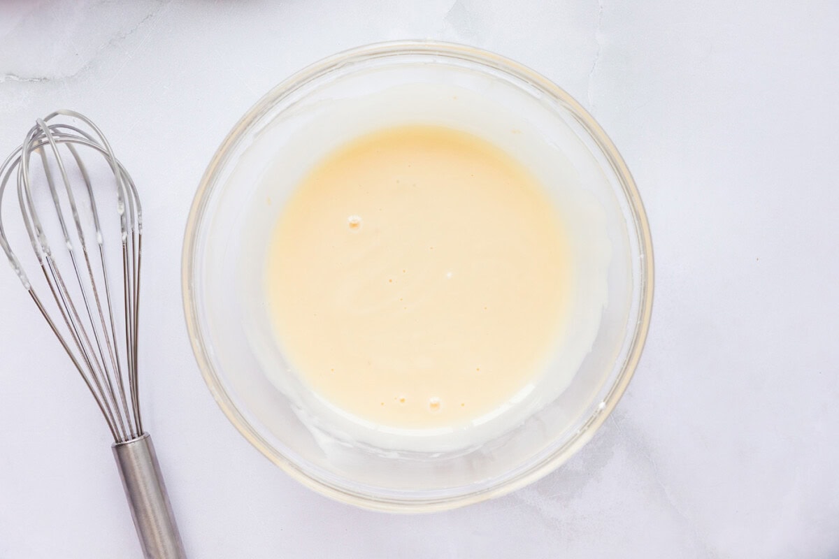 sour cream glaze mixed together in a bowl
