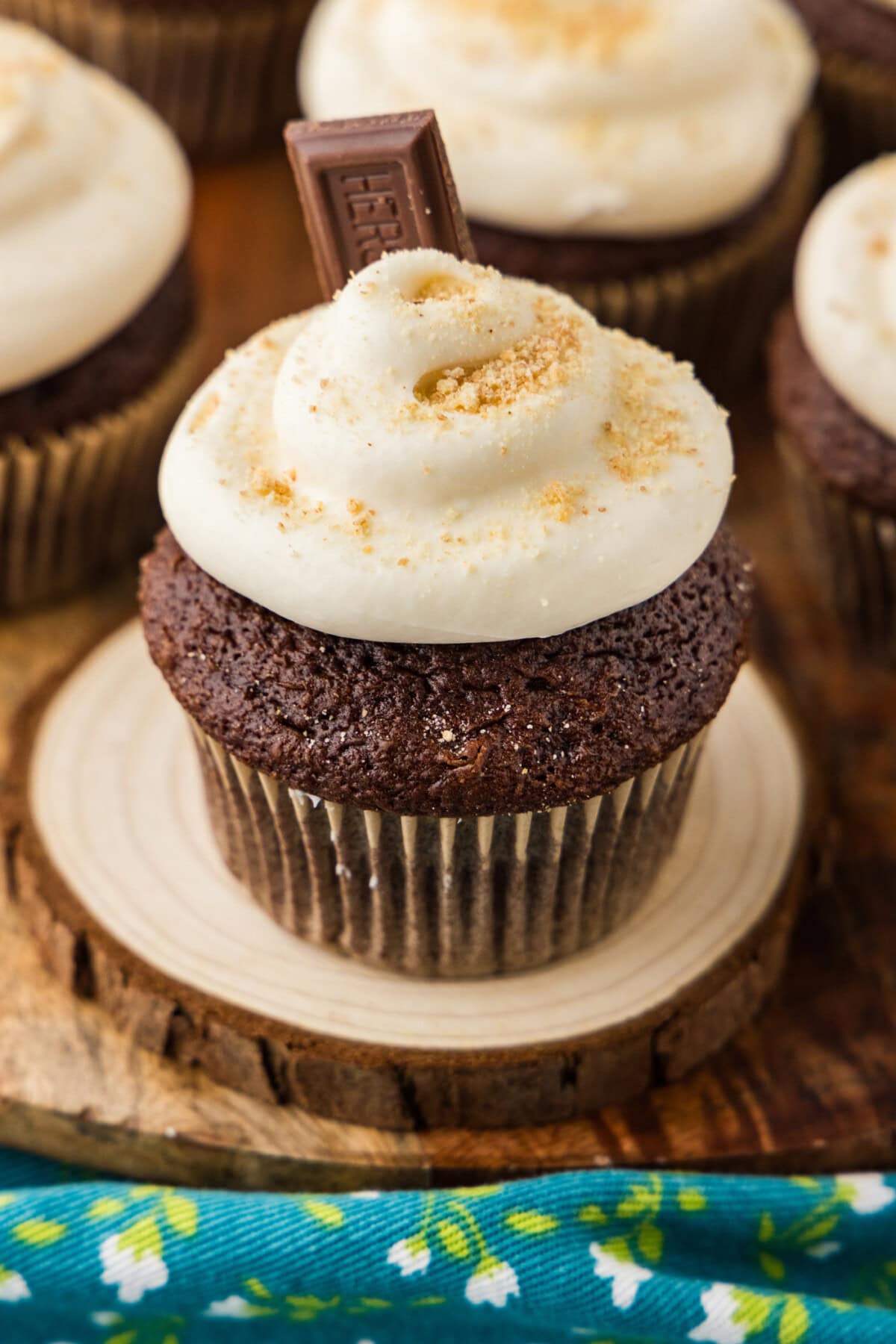 Close up photo of a S'mores Cupcake