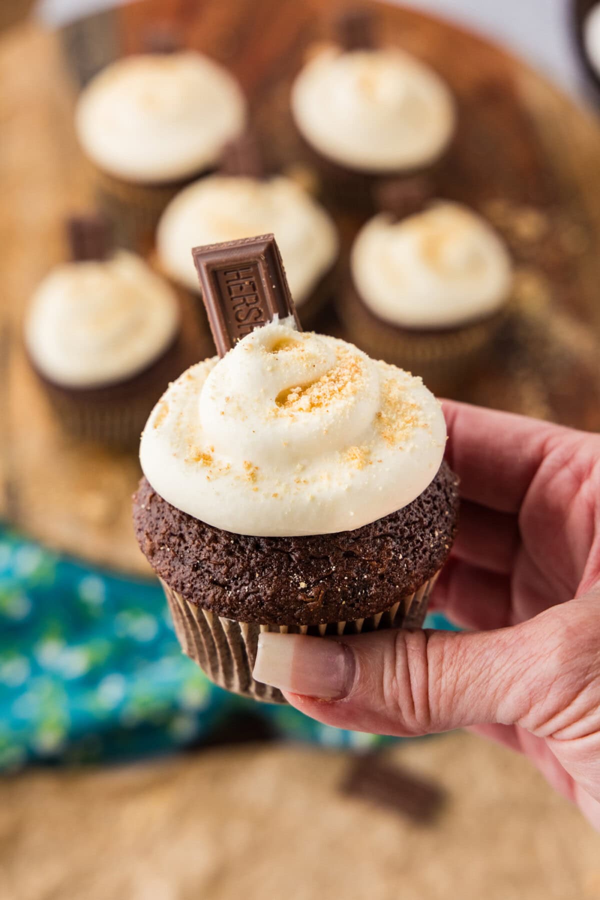 Hand holding a S'mores Cupcake