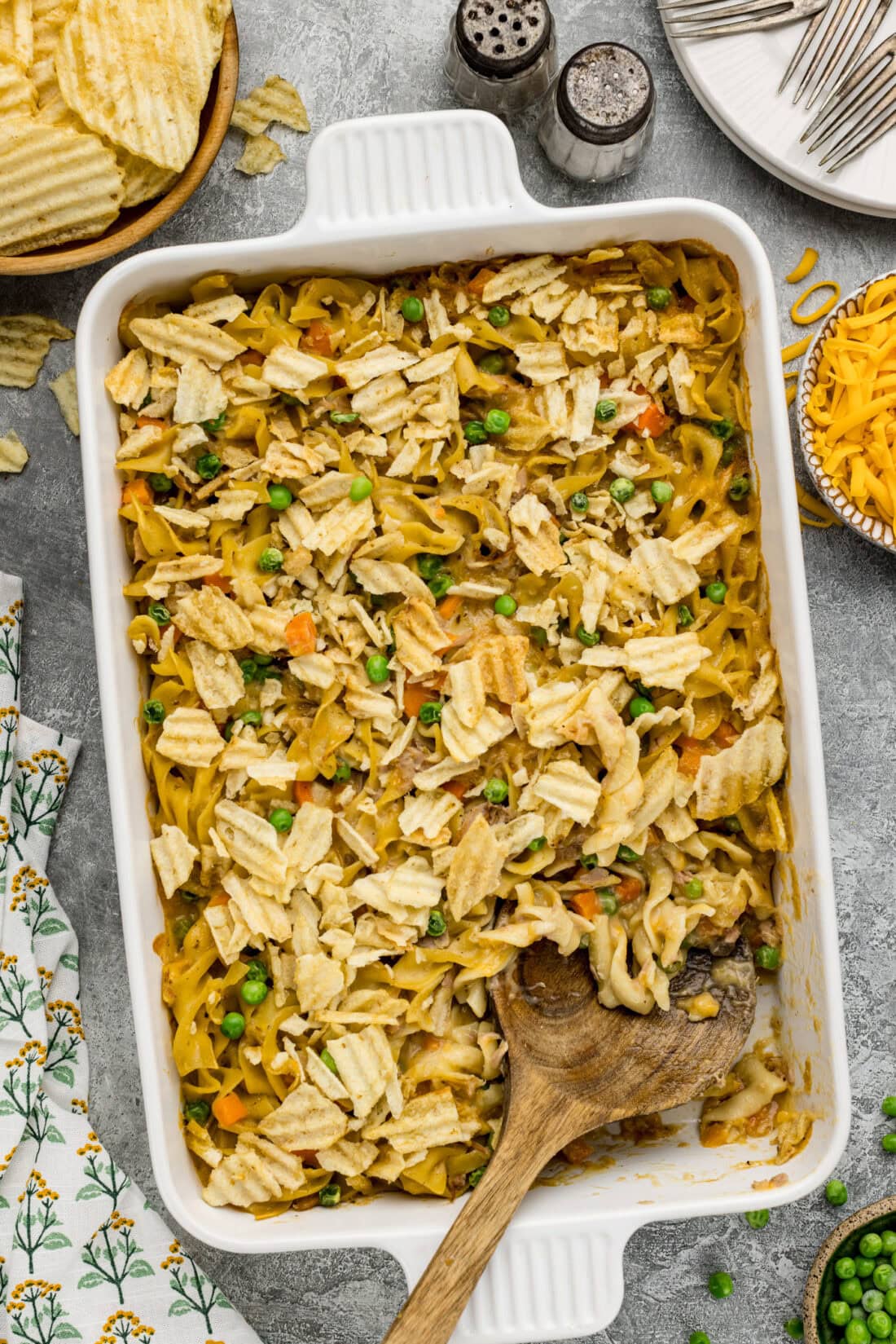 Casserole dish of Tuna Casserole