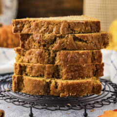 Stack of Pumpkin Banana Bread slices