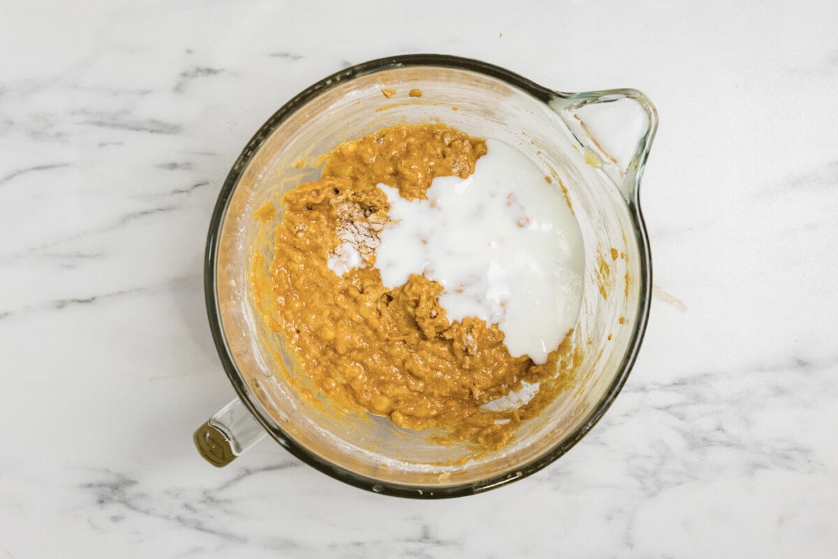 buttermilk added to pumpkin banana batter
