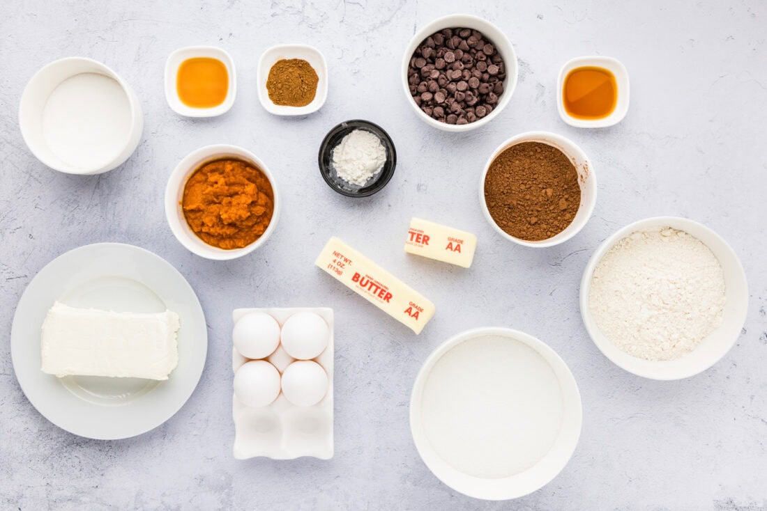 Ingredients for Pumpkin Cheesecake Brownies