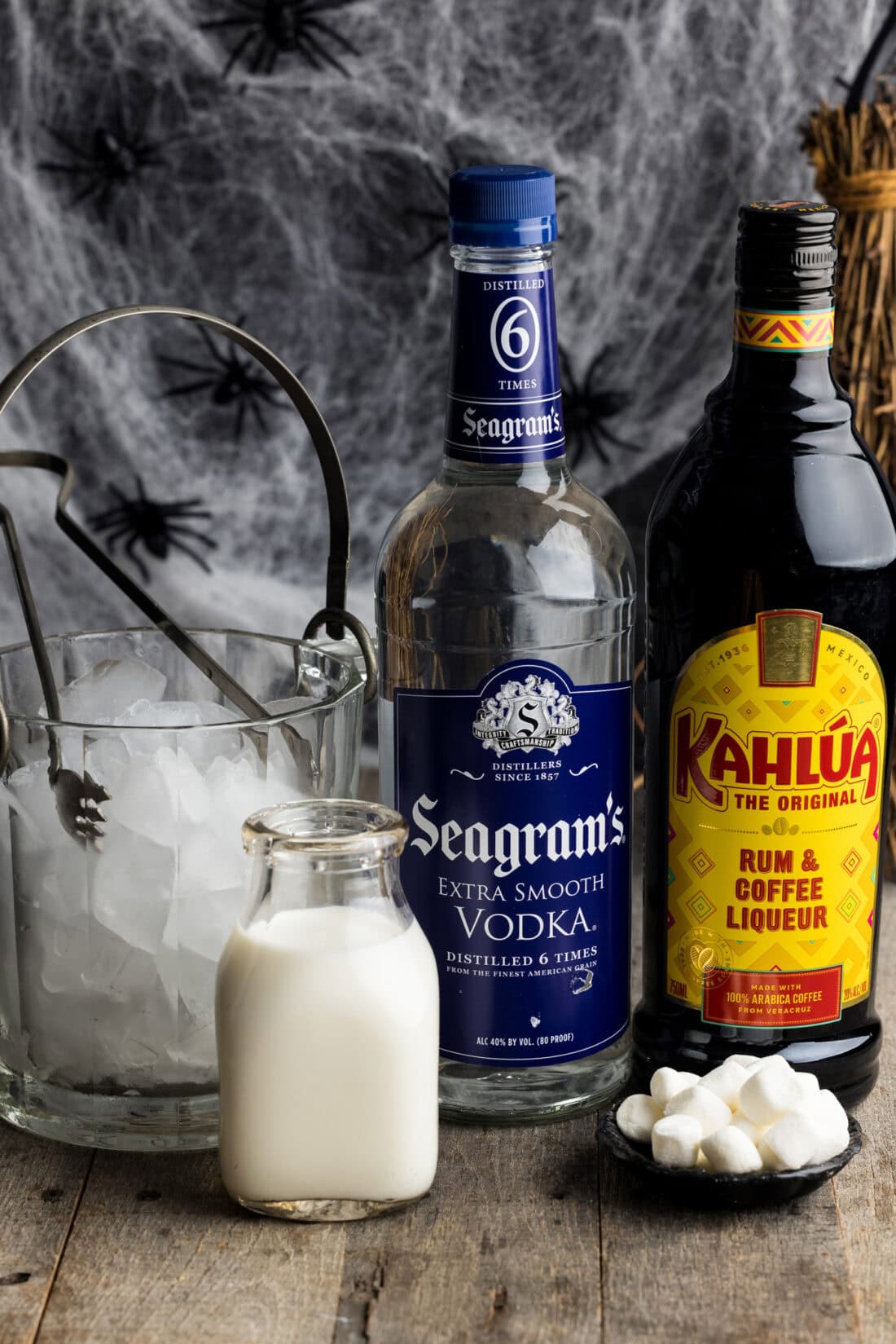 Ingredients for Spiderweb Cocktail