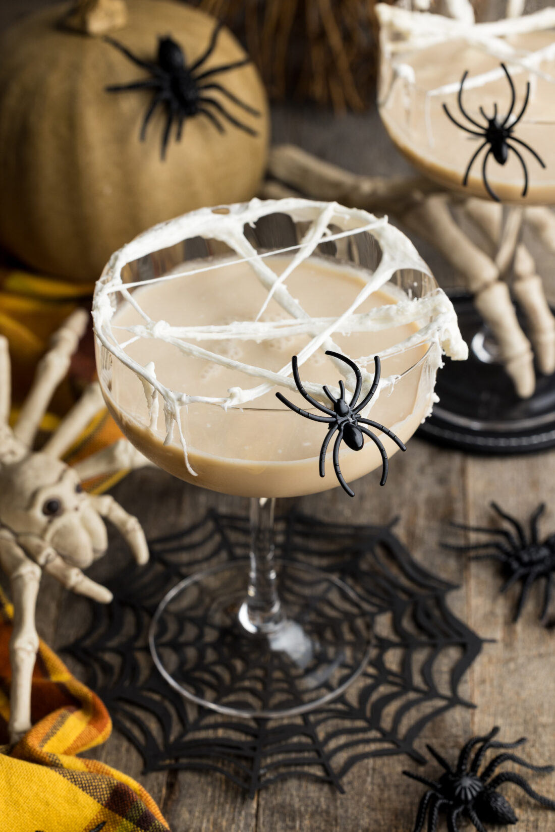 Close up photo of a Spiderweb Cocktail