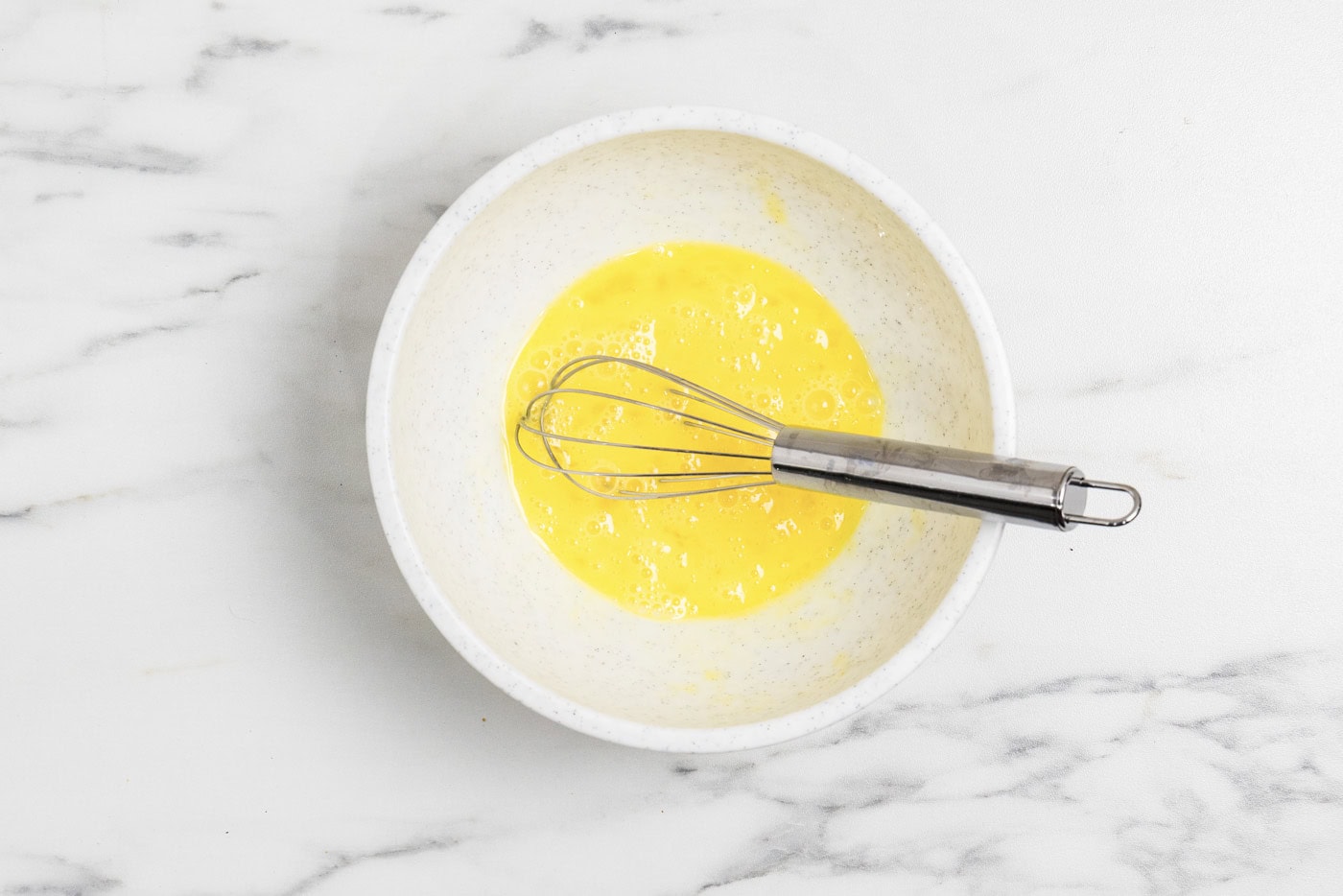 eggs whisked in a bowl