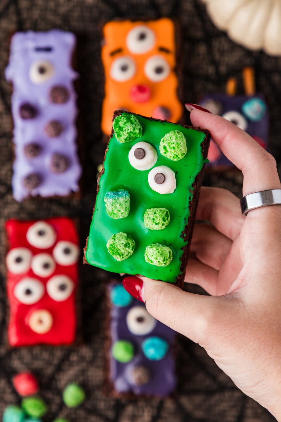 Hand holding up a Monster Brownie