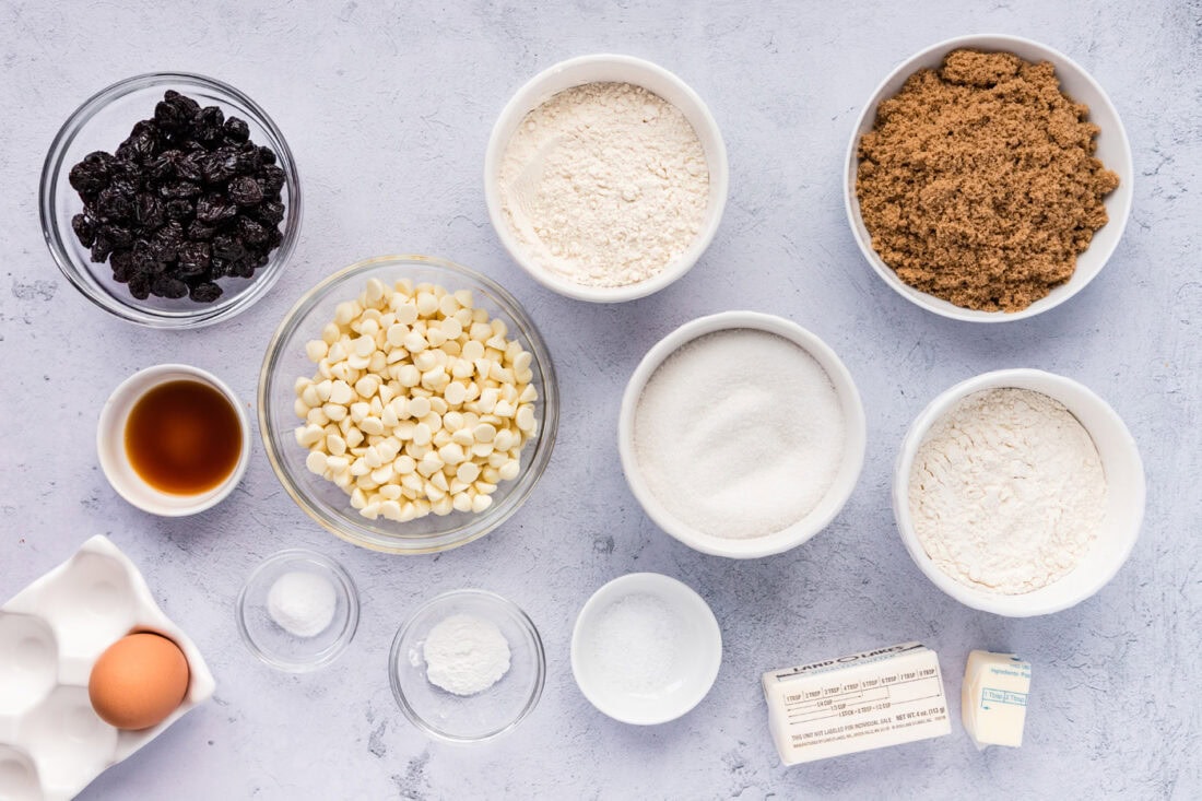 Ingredients for Cherry White Chocolate Chip Cookies