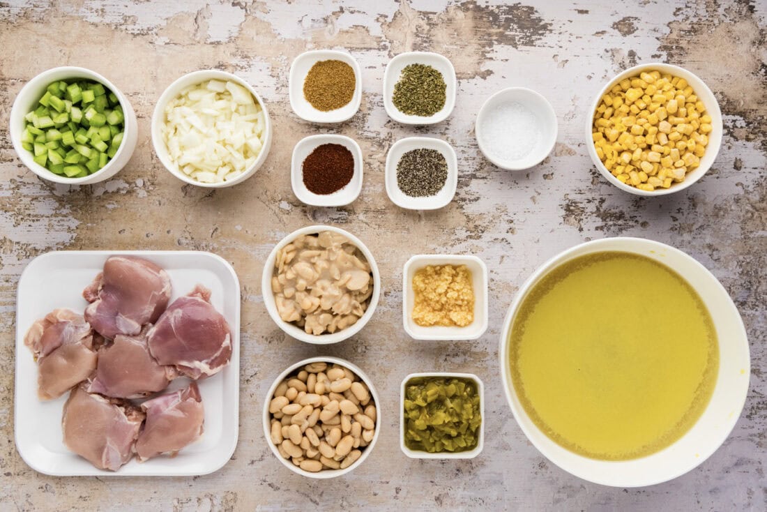 Ingredients for Crockpot White Chicken Chili
