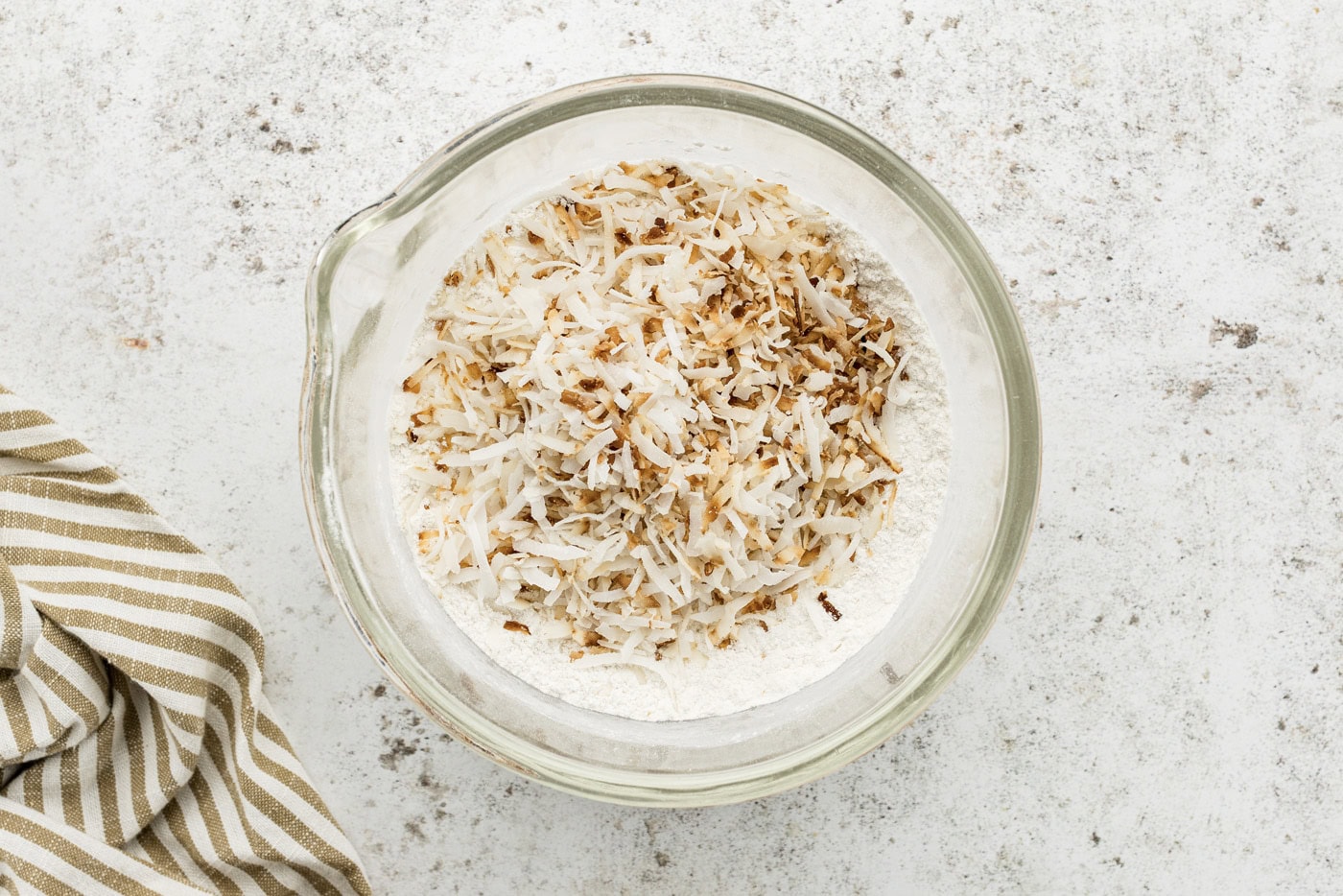 toasted coconut added to flour and salt mixture