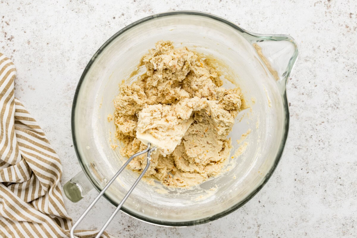 icebox cookie dough in a stand mixer bowl