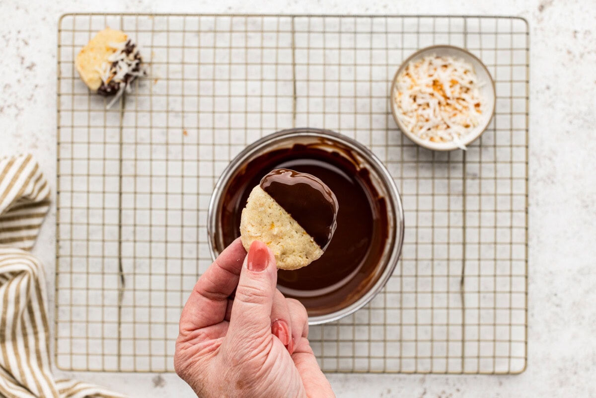 icebox cookies dipped in melted chocolate