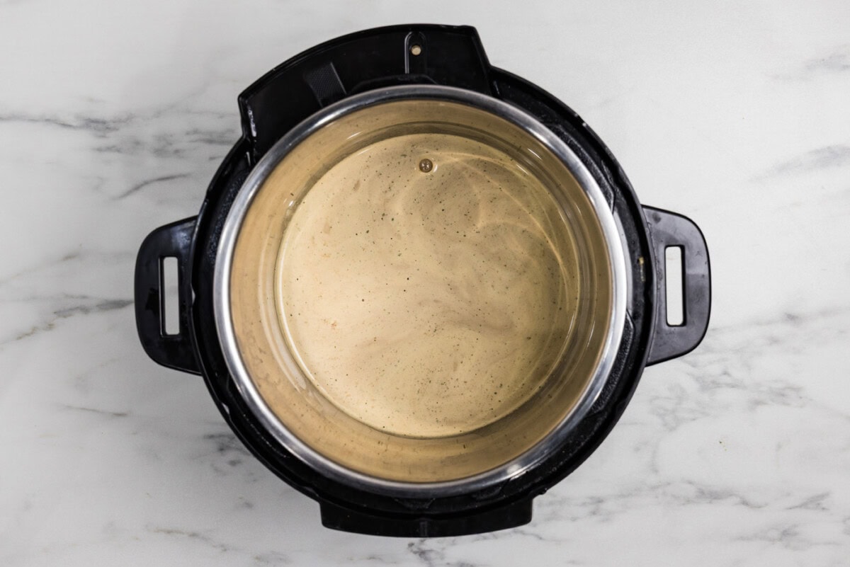 honey garlic sauce inside a pressure cooker