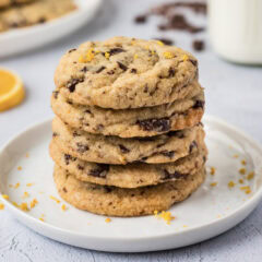 Stack of Orange Chocolate Chip Cookies