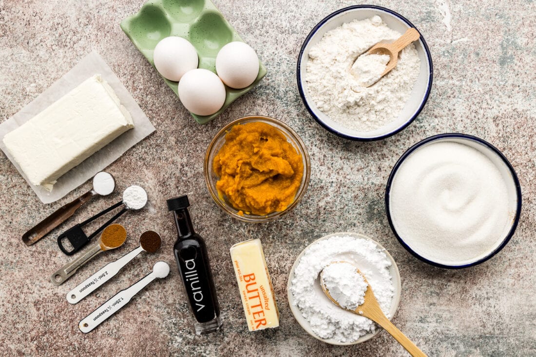 Ingredients for Pumpkin Cake Roll