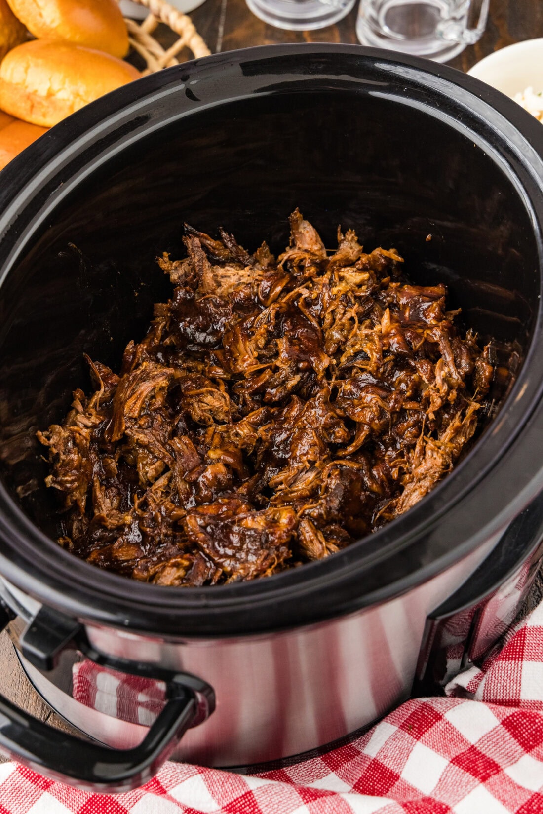 Crockpot filled with Crockpot BBQ Beef