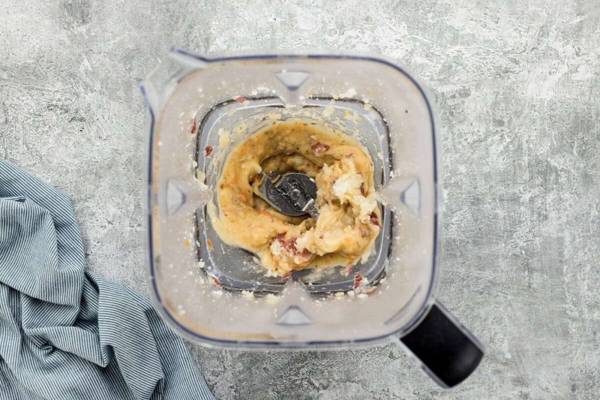 blitzed potato mixture in a blender