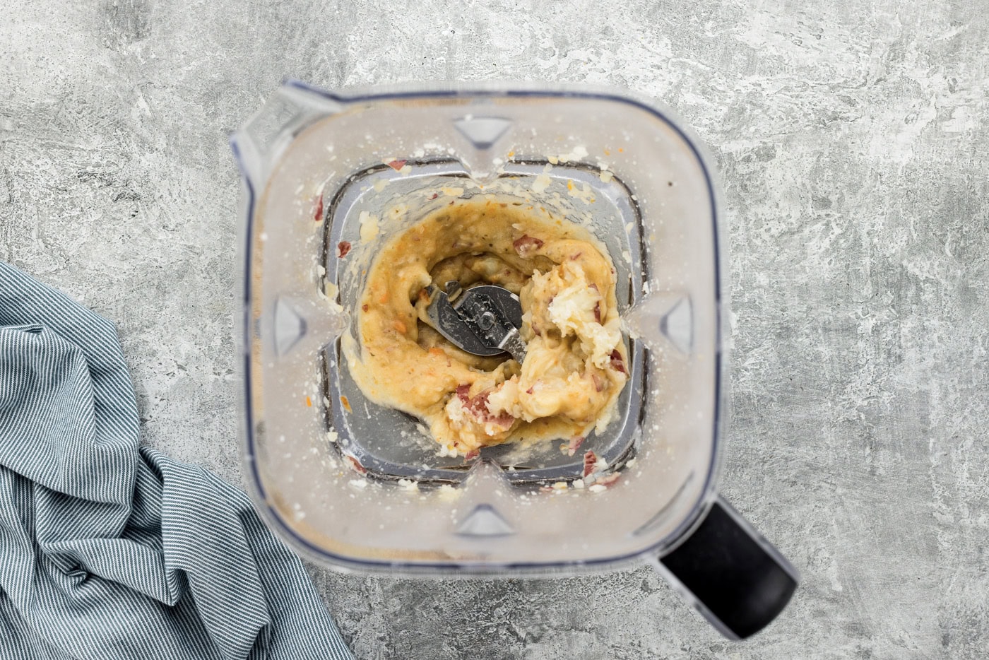 blitzed potato mixture in a blender