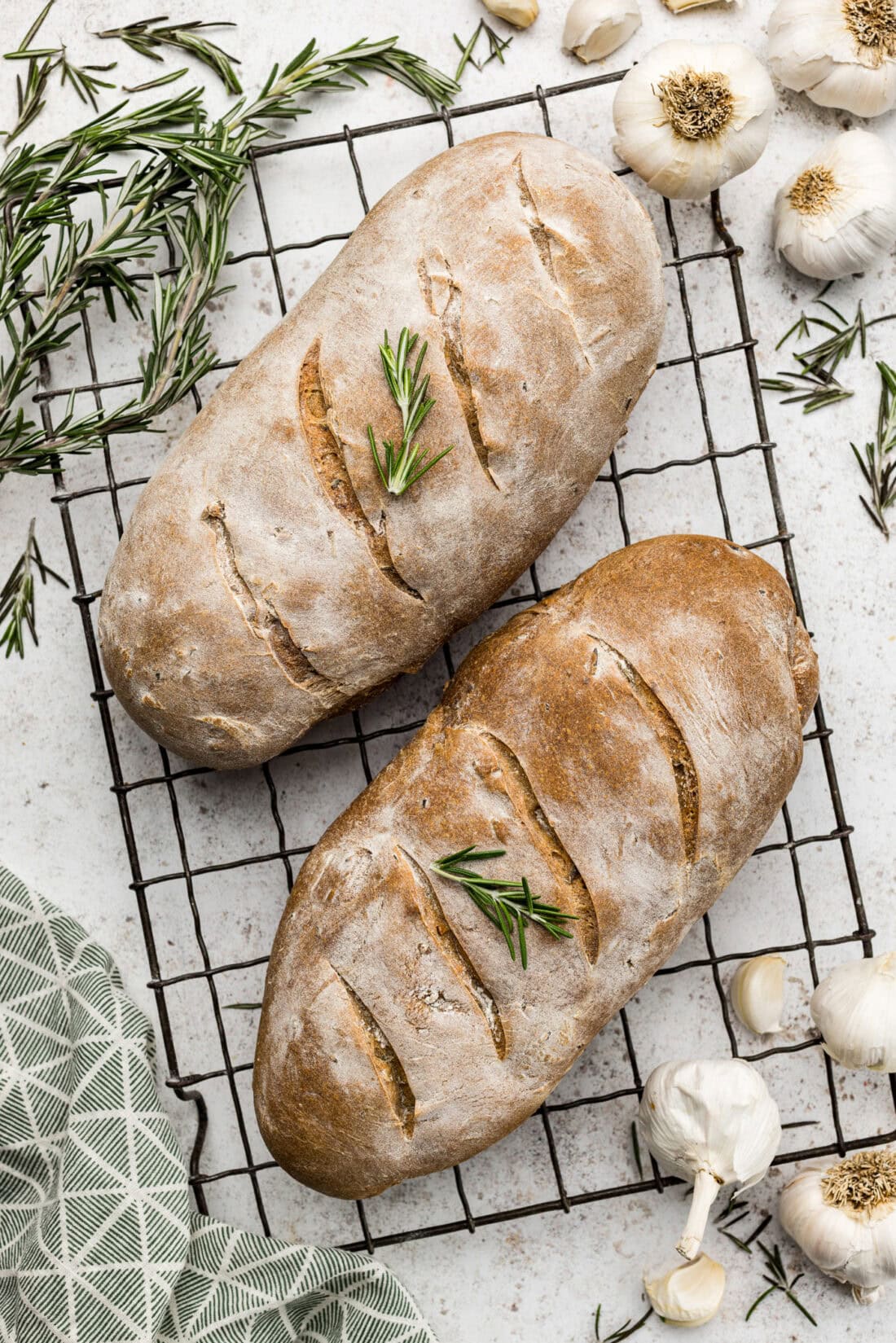 Two loaves of Rosemary Garlic Bread