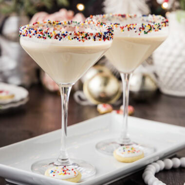 Two Sugar Cookie Martinis on a platter