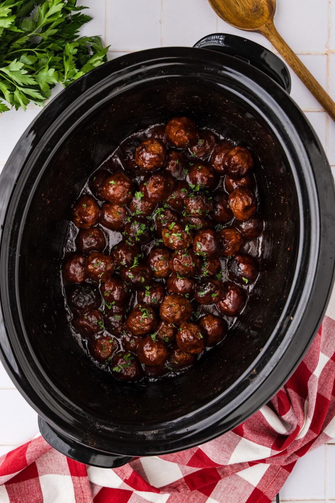 Crockpot of BBQ Meatballs