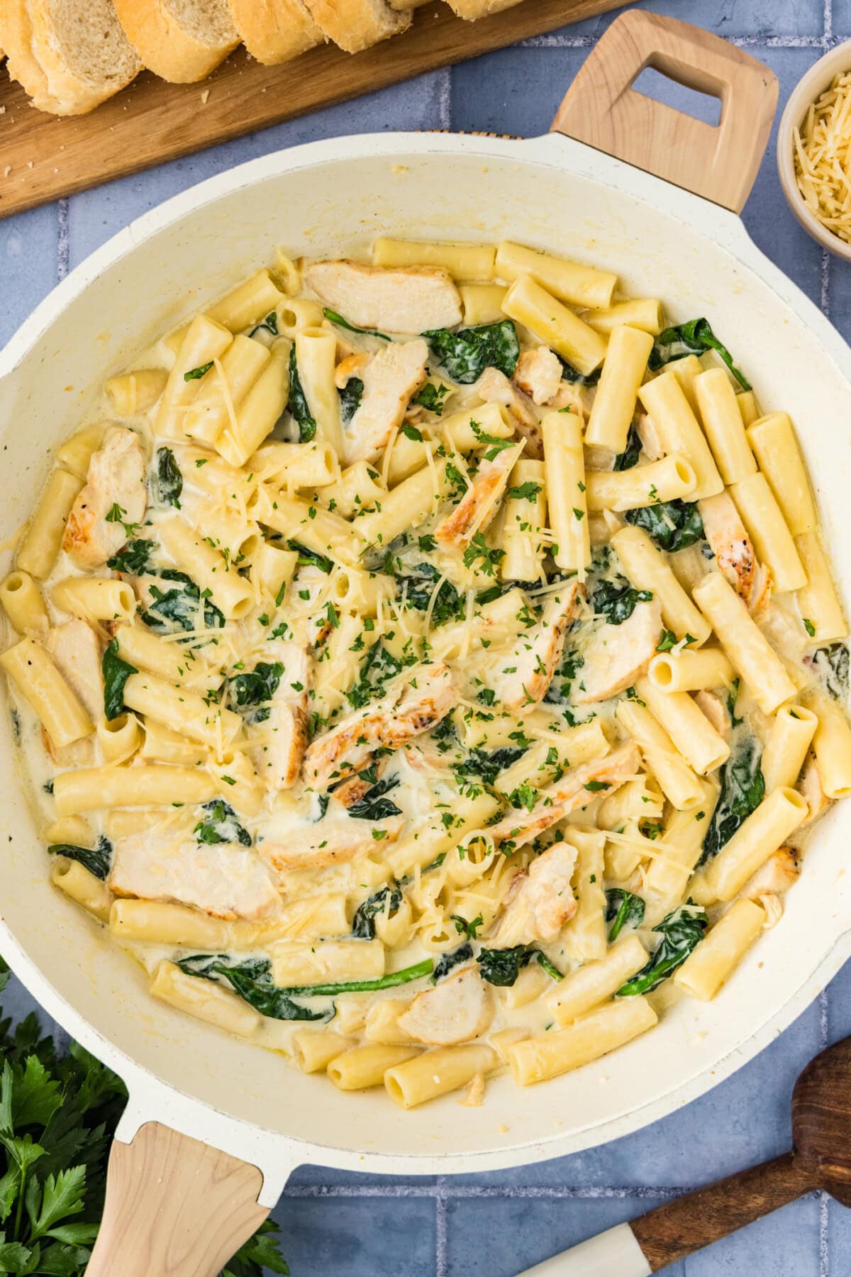 Skillet of Garlic Chicken Pasta