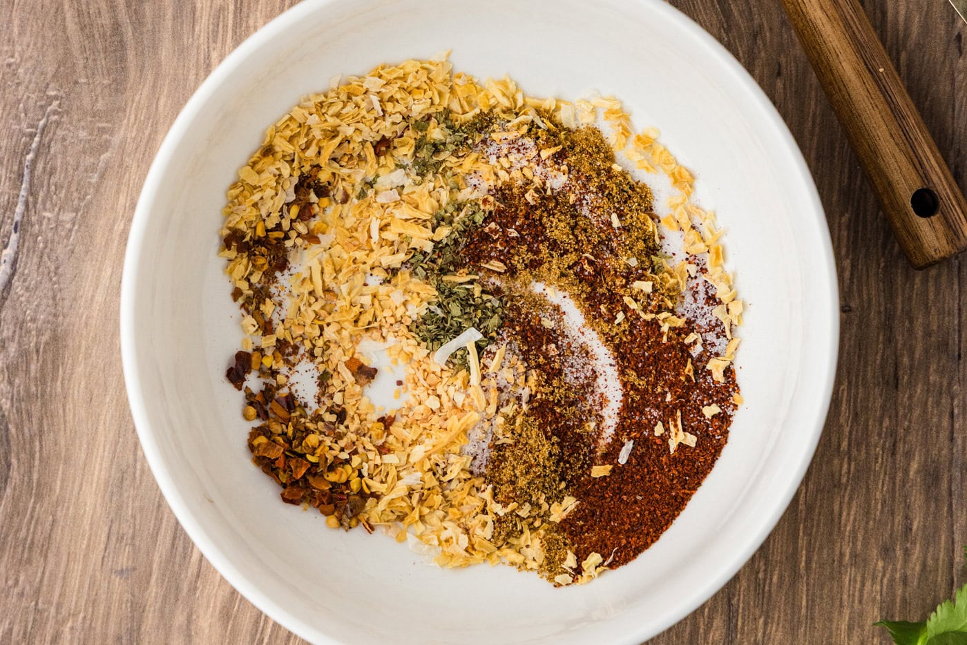 taco seasoning partially mixed in a bowl