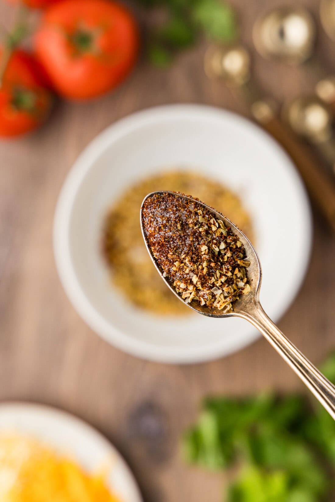 spoon full of homemade taco seasoning