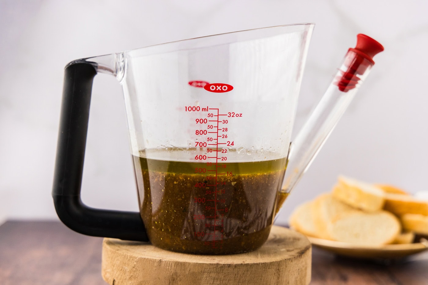 Juice from the crockpot in a fat separator