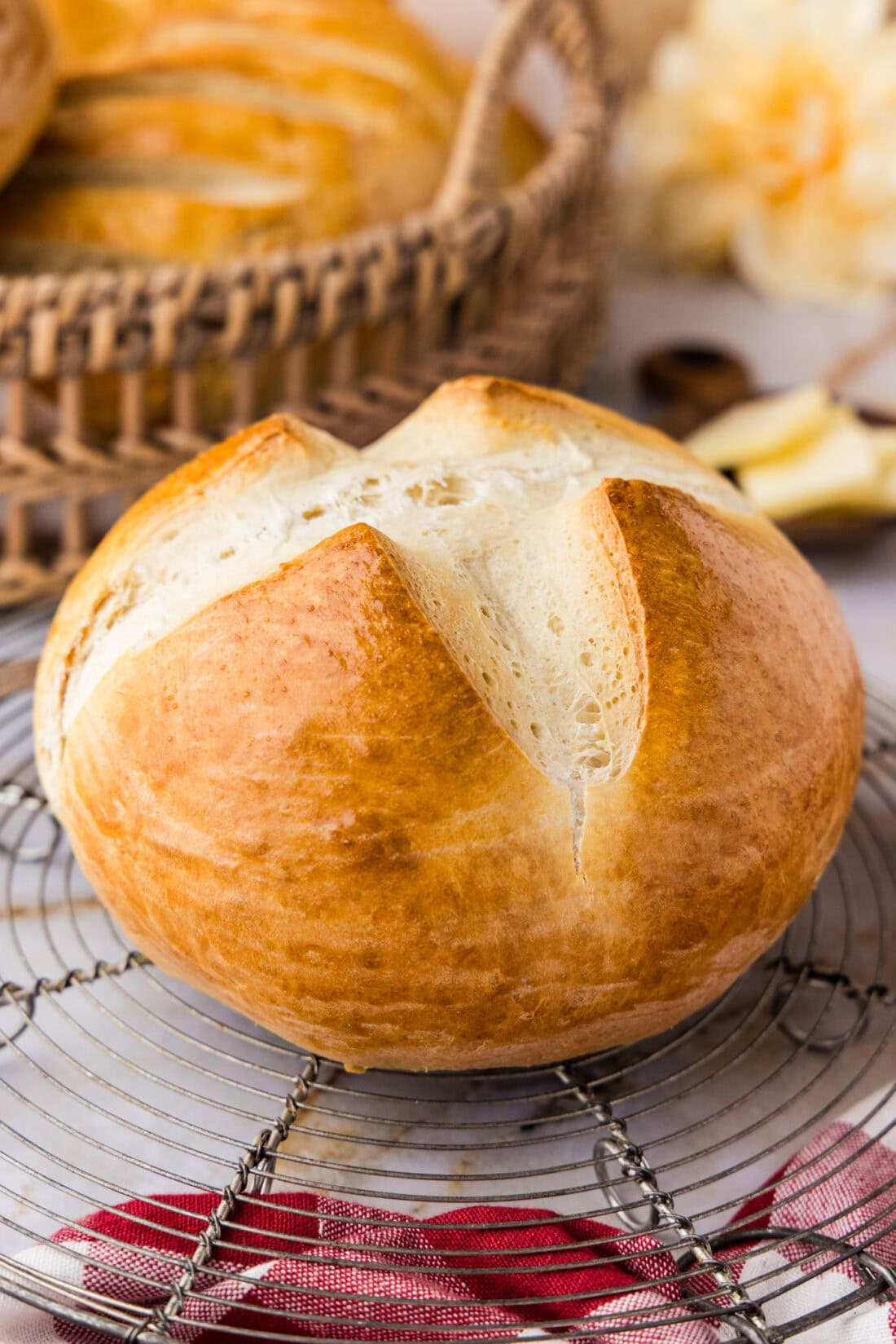 Round loaf of One Hour Bread