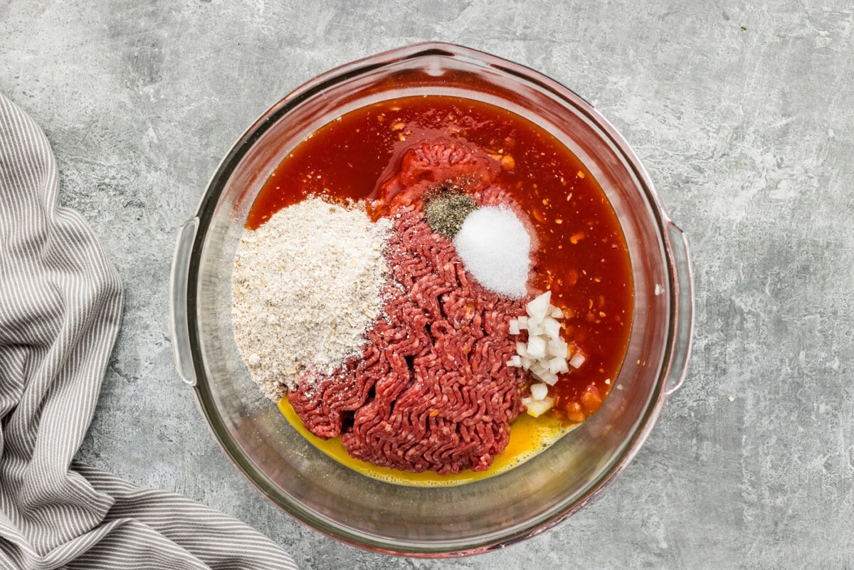 Meatloaf ingredients in a bowl