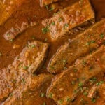 sliced beef brisket and gravy