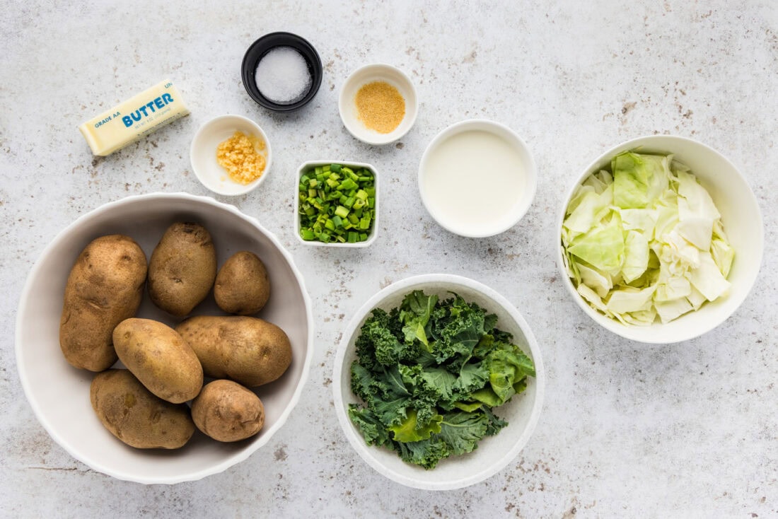 Ingredients for Colcannon (Irish Mashed Potatoes)