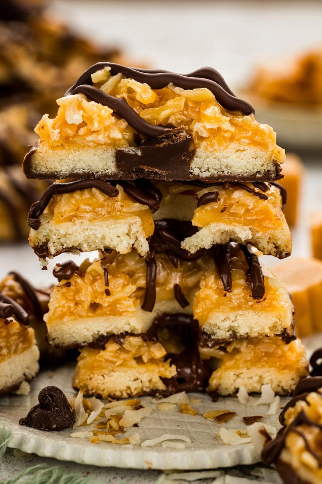 Stack of Homemade Samoas cut in half