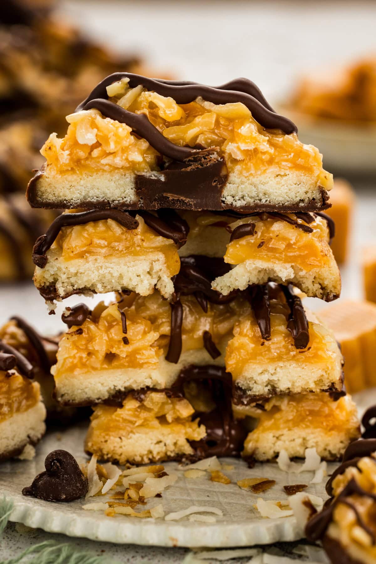 Stack of Homemade Samoas cut in half