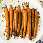 Slow Cooker Balsamic Carrots on platter