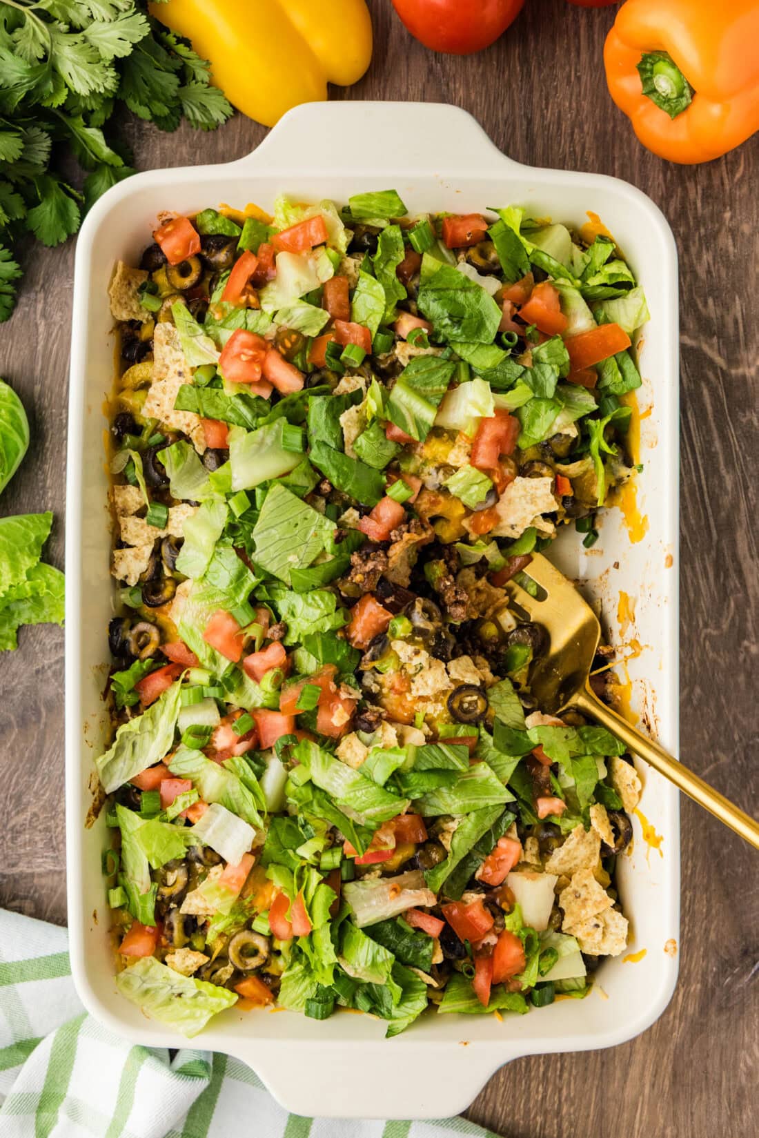 Overhead photo of a Taco Casserole