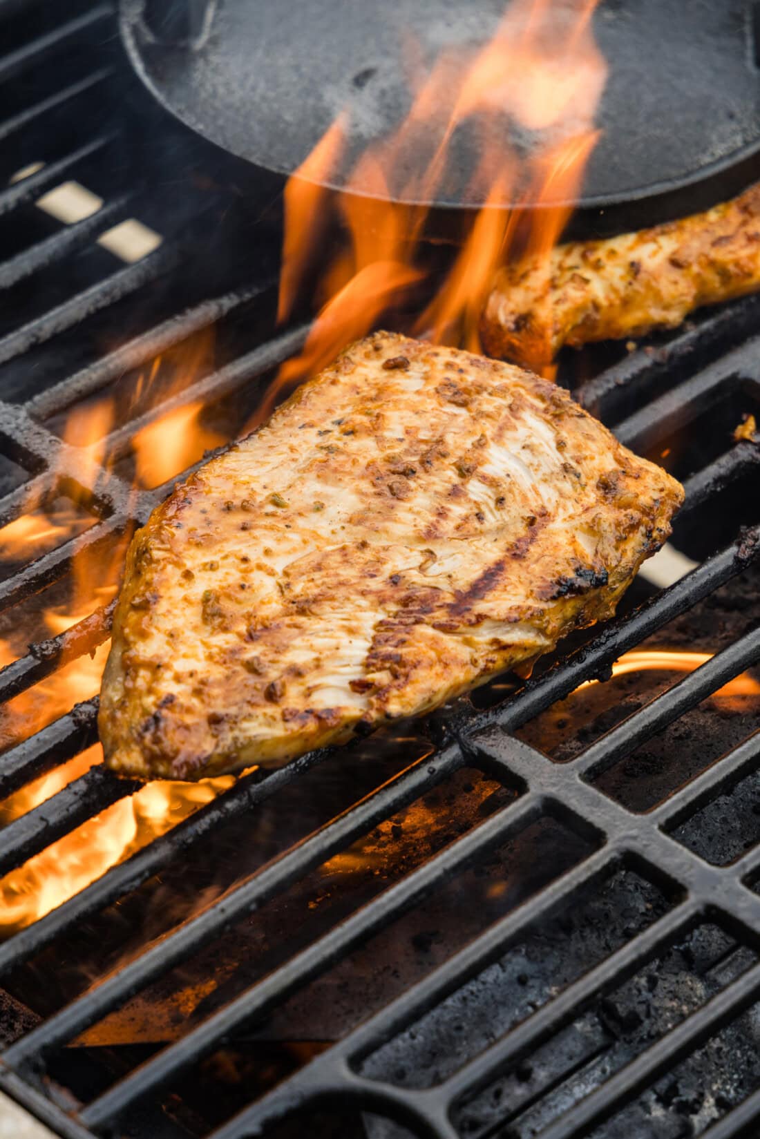 Baja Chicken cooking on the grill