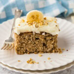 slice of Banana Cake with Cream Cheese Frosting