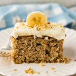 slice of Banana Cake with Cream Cheese Frosting
