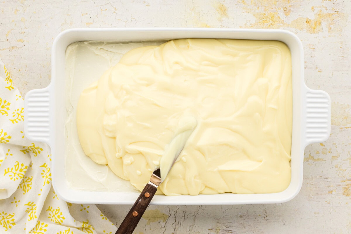 pudding layer spread over dessert