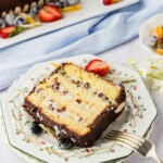 slice of Cassata Cake on plate with fork