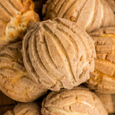 Mexican sweet bread roll stacked