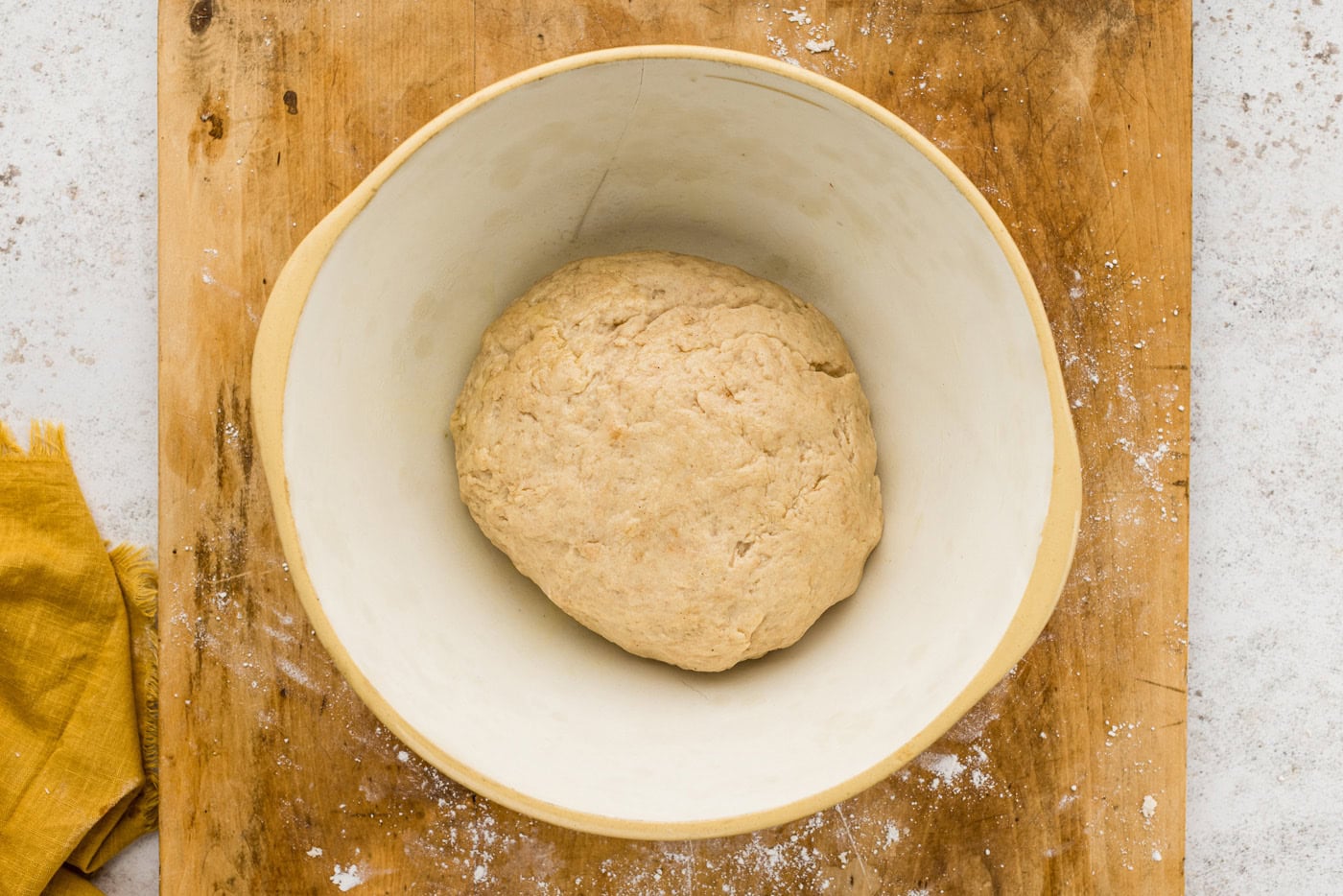 Mexican sweet bread dough ball in a bowl