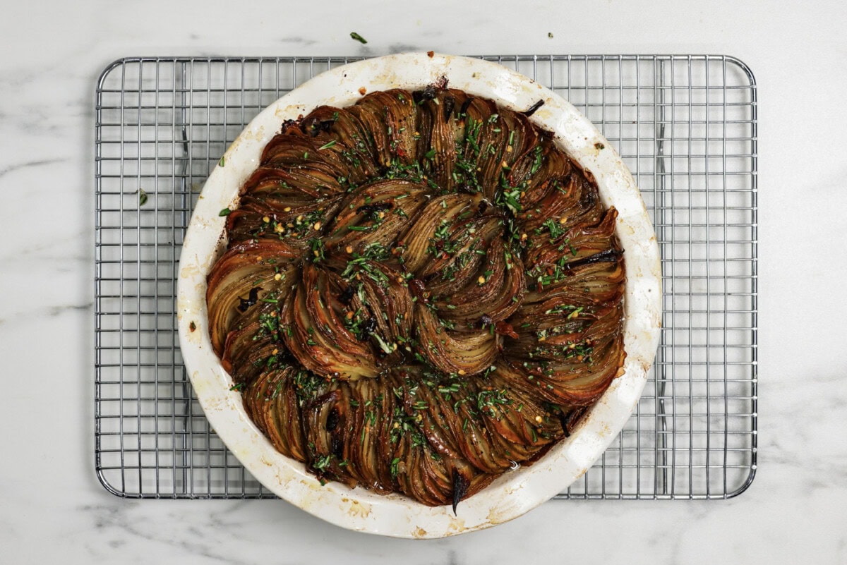 Oven roasted crispy potatoes on a wire cooling rack
