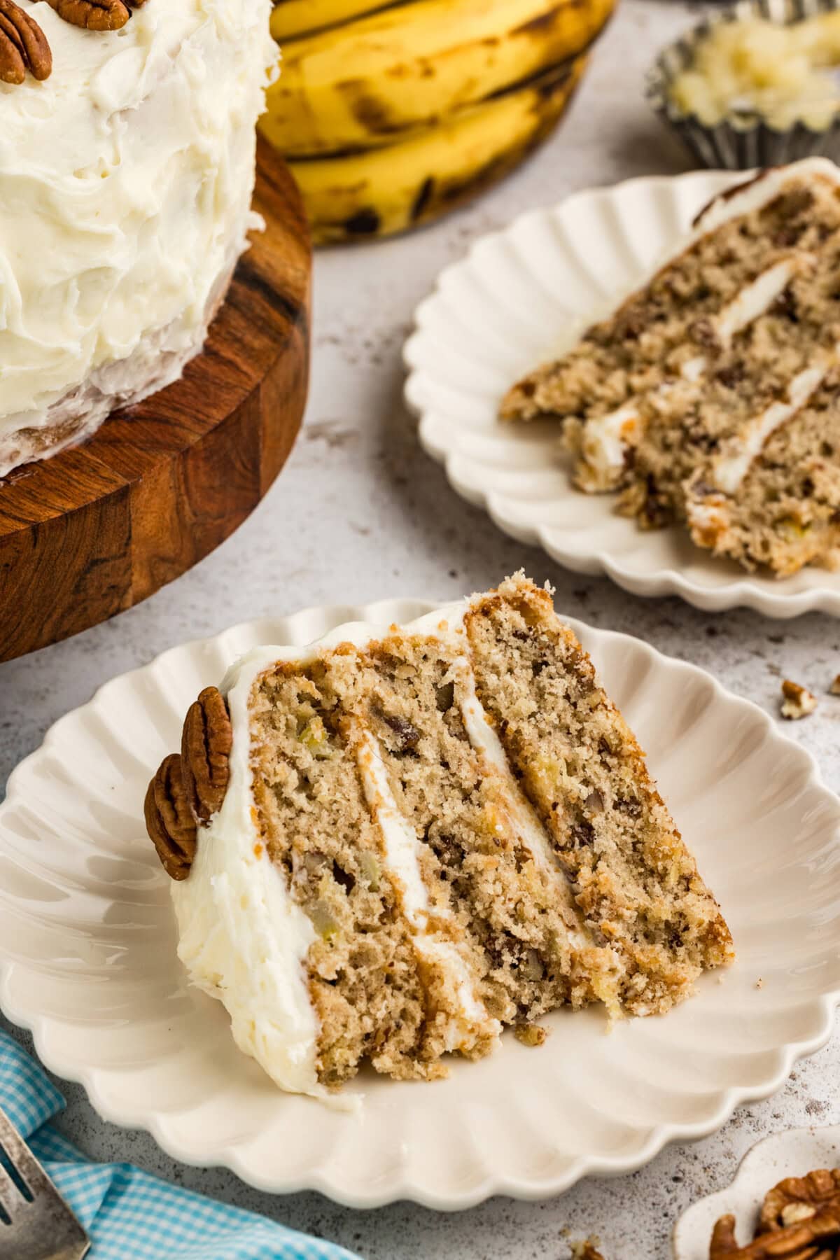 Slice of Hummingbird Cake on a plate