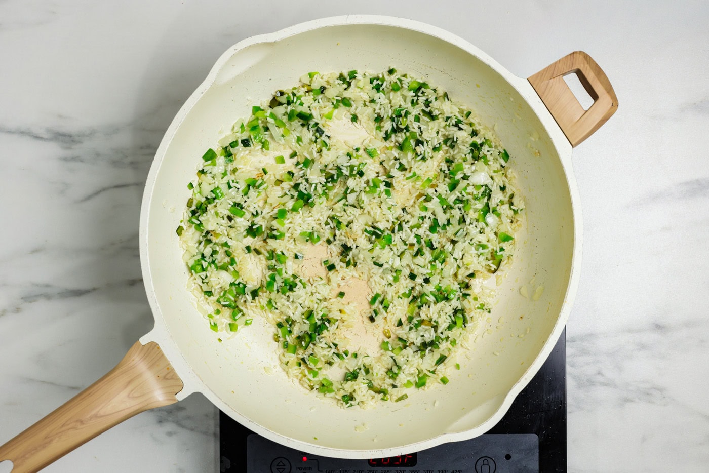 browned rice with sauteed veggies