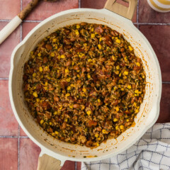 skillet of Mexican Rice and Beans